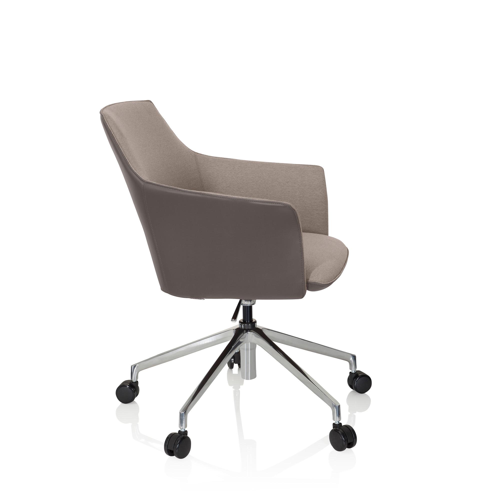 AREZZO Swivel office chair with castors Faux leather Beige/Taupe 5