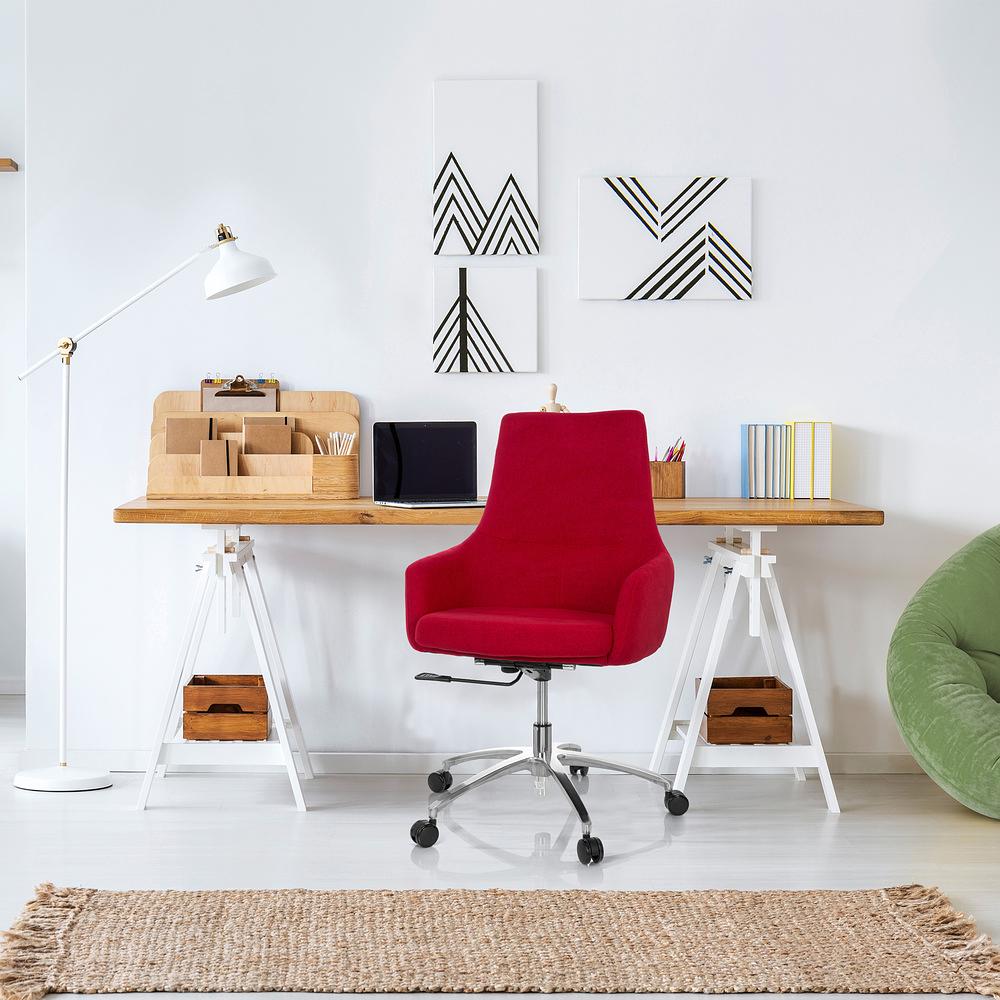 SHAKE 100 Swivel office chair with casters, fabric, red 5