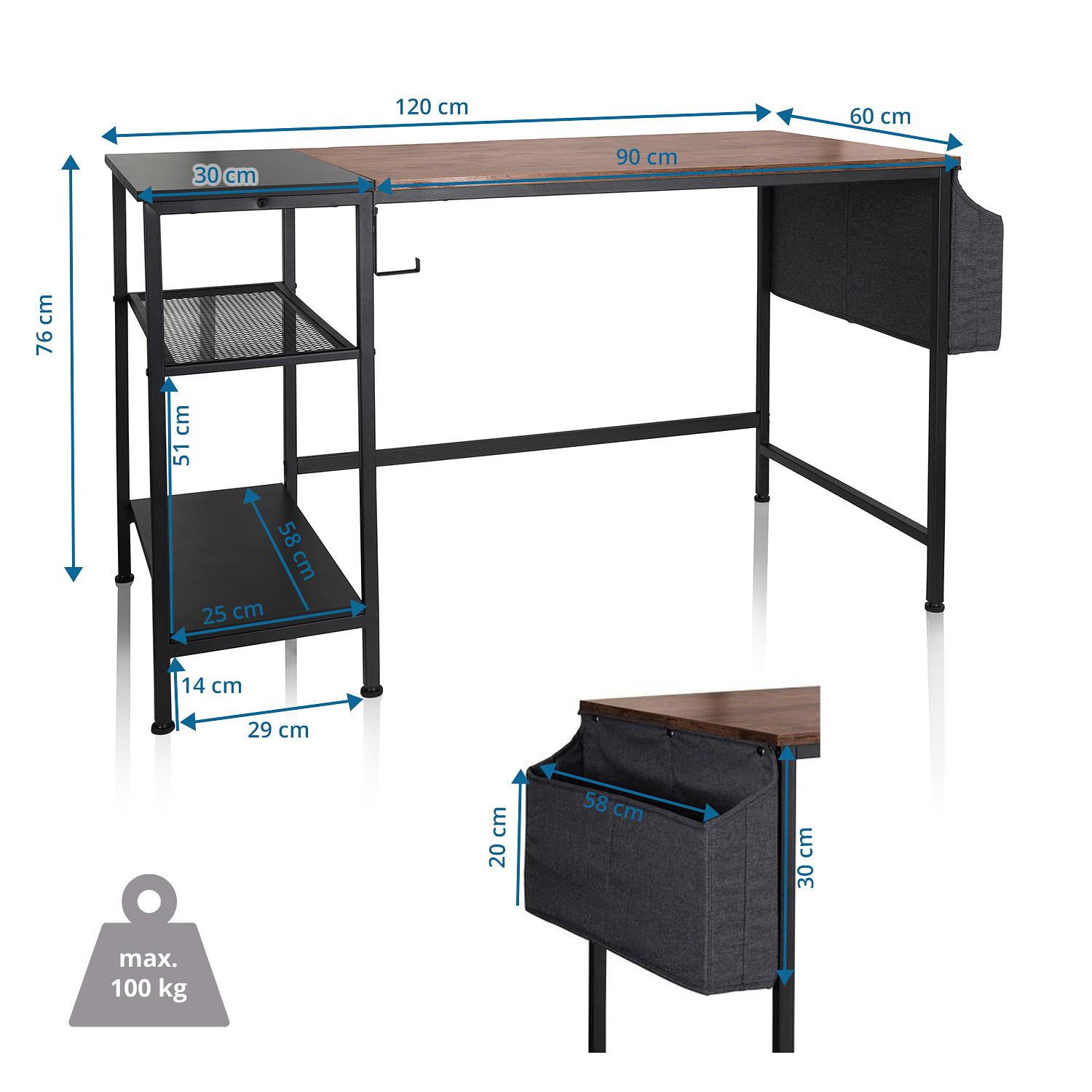 WORKSPACE H I  Desk + Shelf Wood Black 4