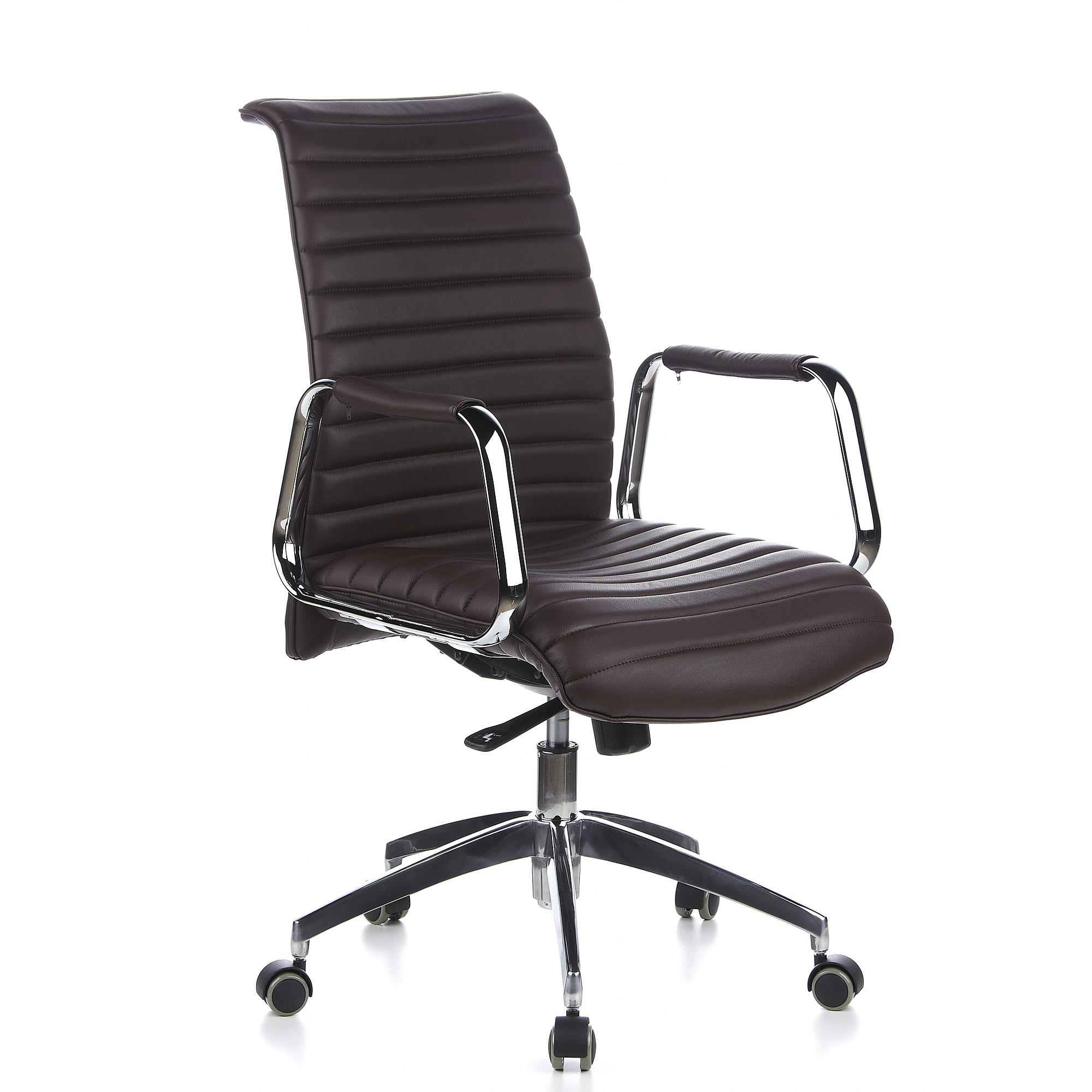 ASPERA 10 Swivel office chair with castors Leather Brown 5