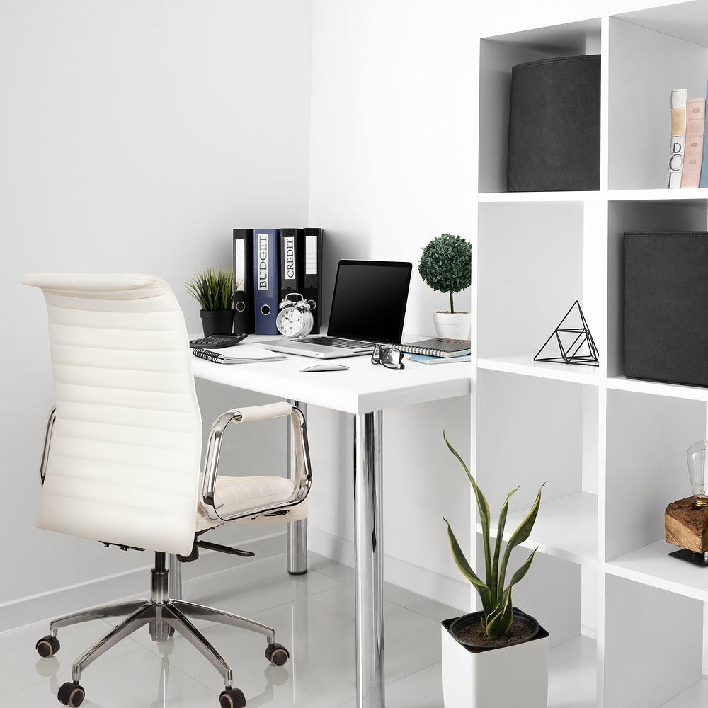 ASPERA 10 Office chair Swivel with castors Leather White 3