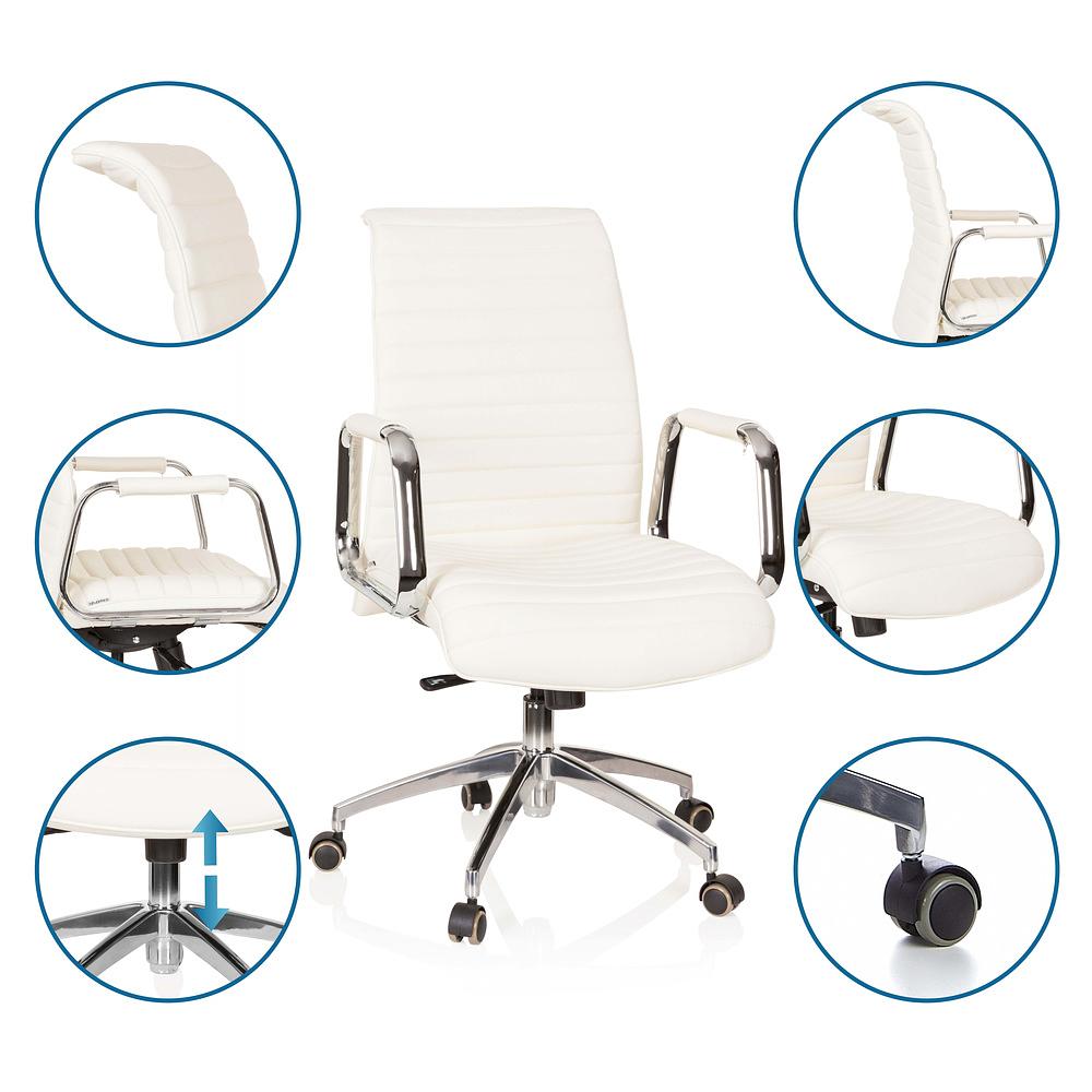 ASPERA 10 Office chair Swivel with castors Leather White 2