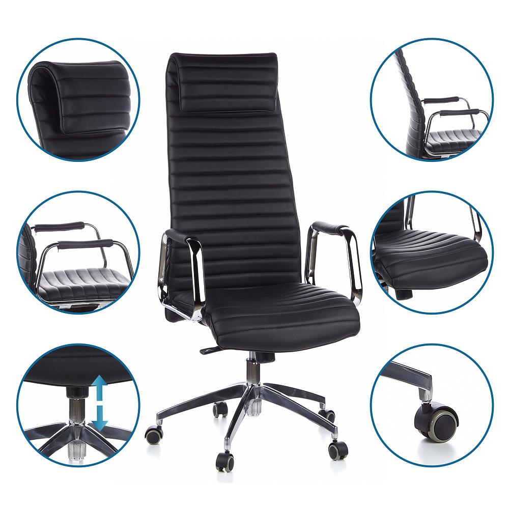 ASPERA 20 Office chair with casters Nappa leather Black 3