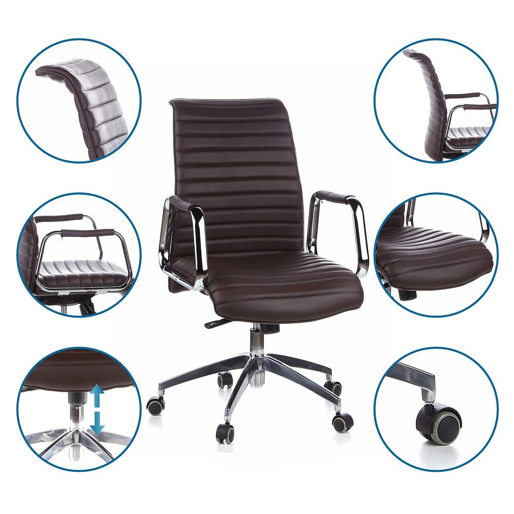 ASPERA 10 Swivel office chair with castors Leather Brown 2