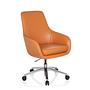 BARENO Office chair with casters Leather Orange 1