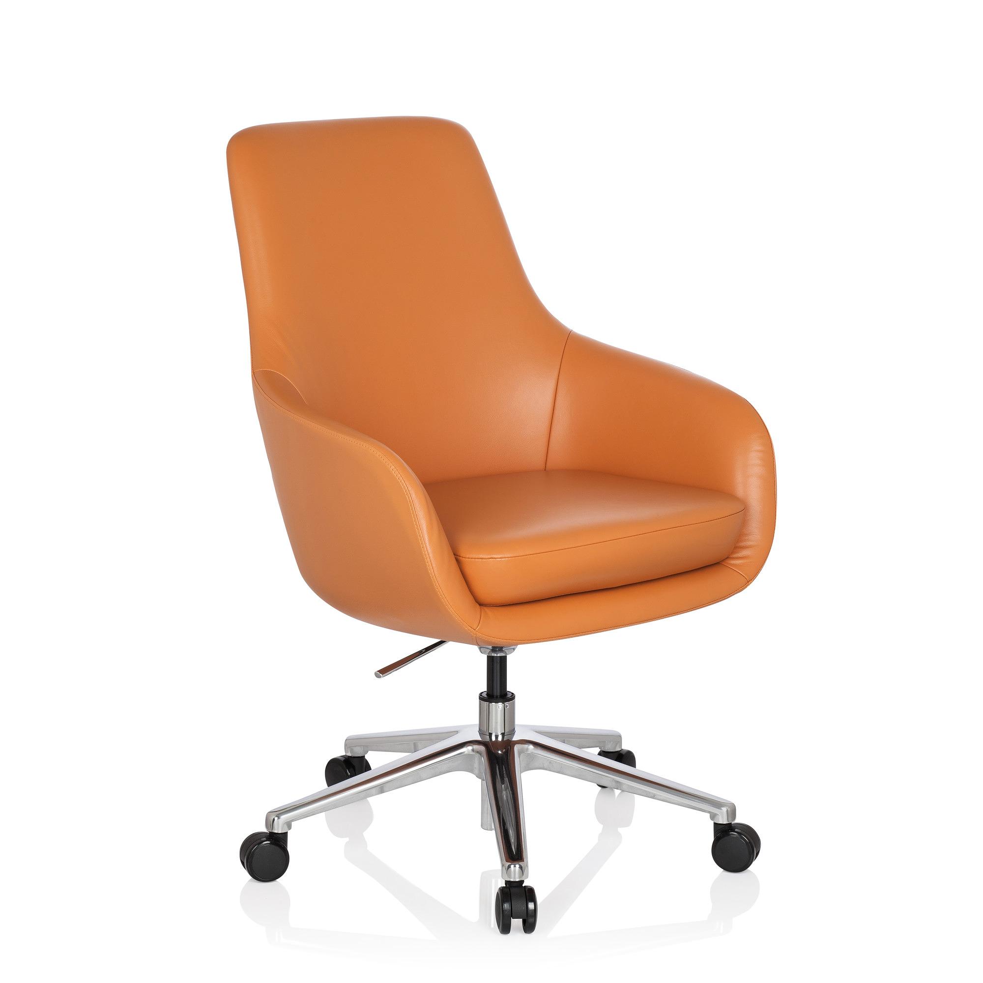 BARENO Office chair with casters Leather Orange 1