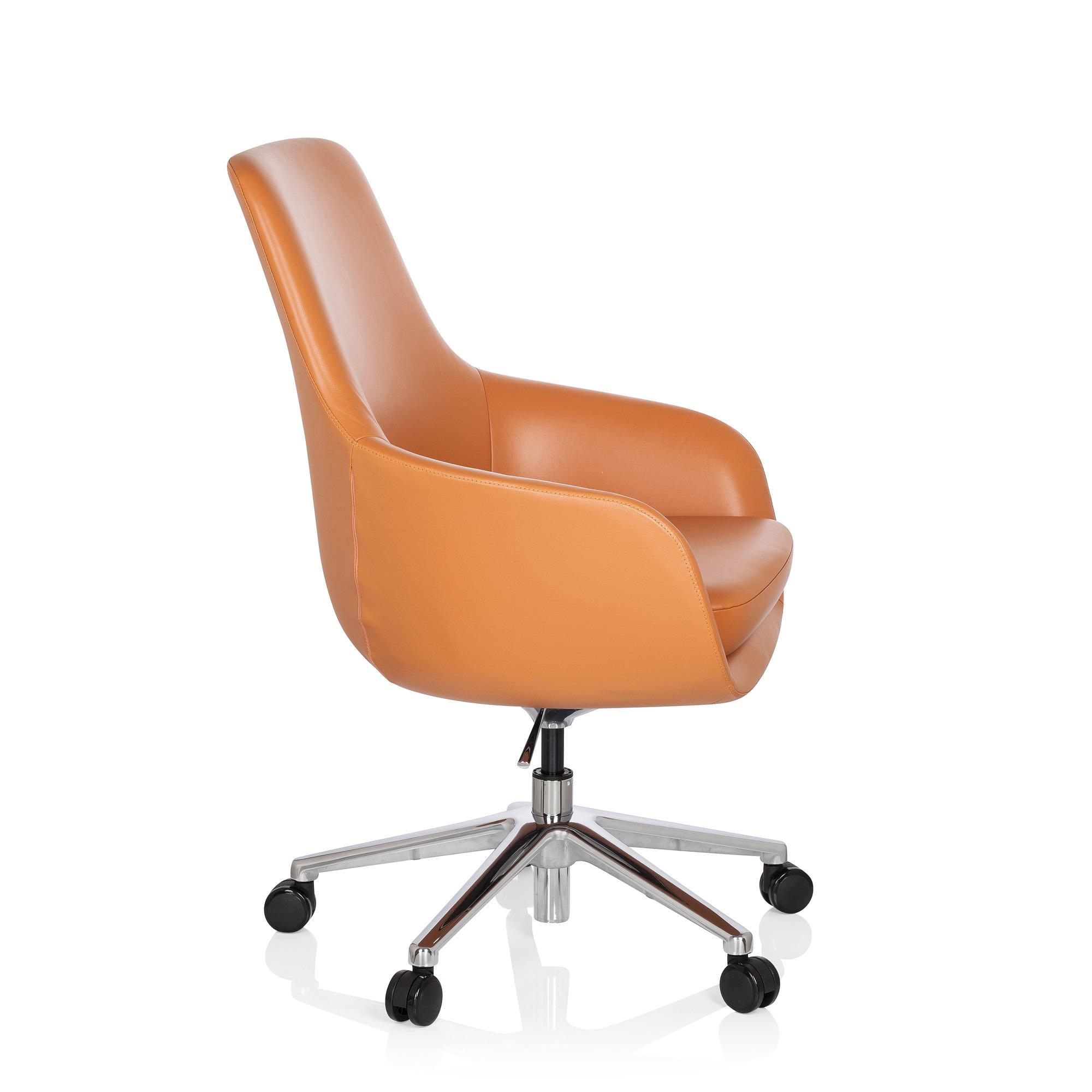 BARENO Office chair with casters Leather Orange 2