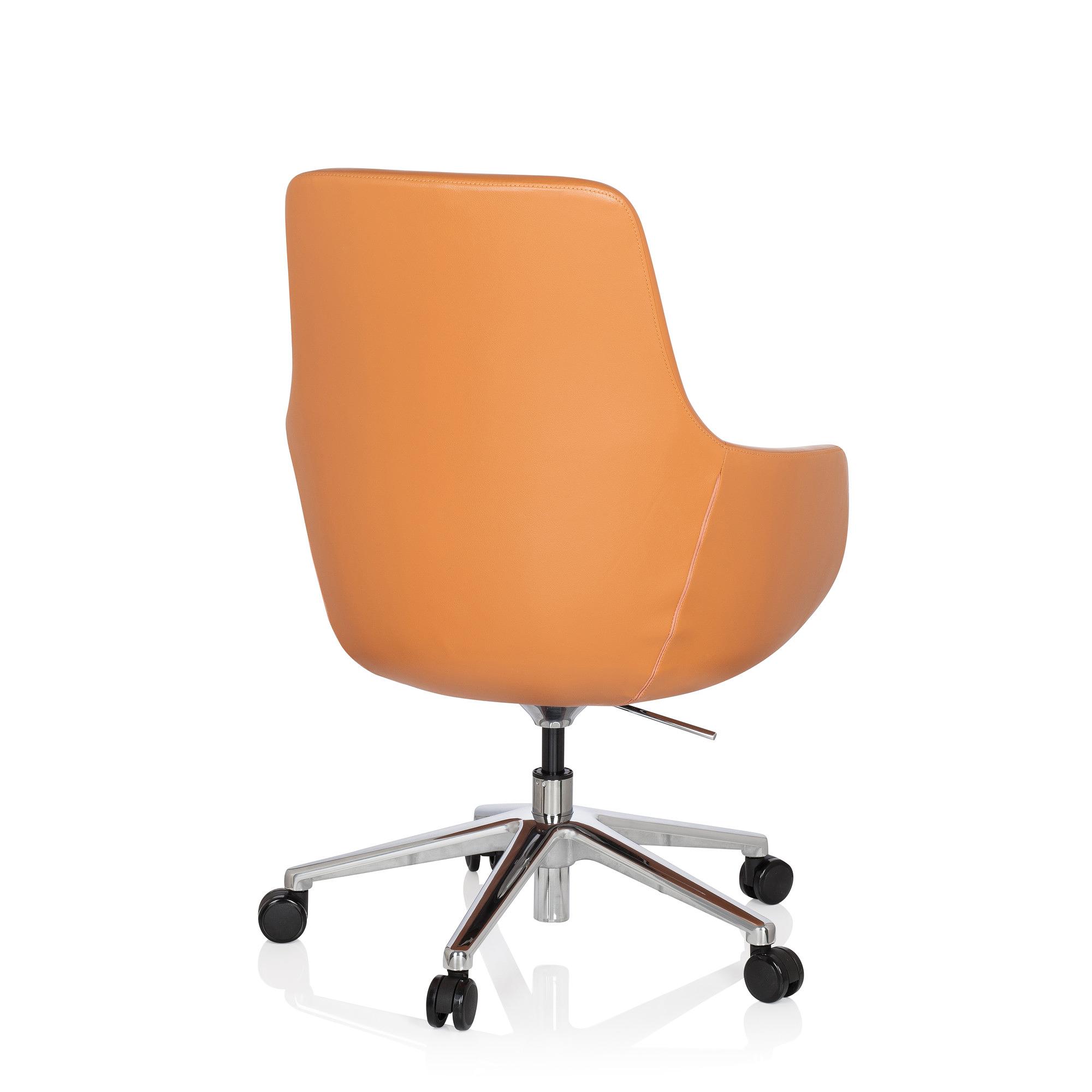 BARENO Office chair with casters Leather Orange 5