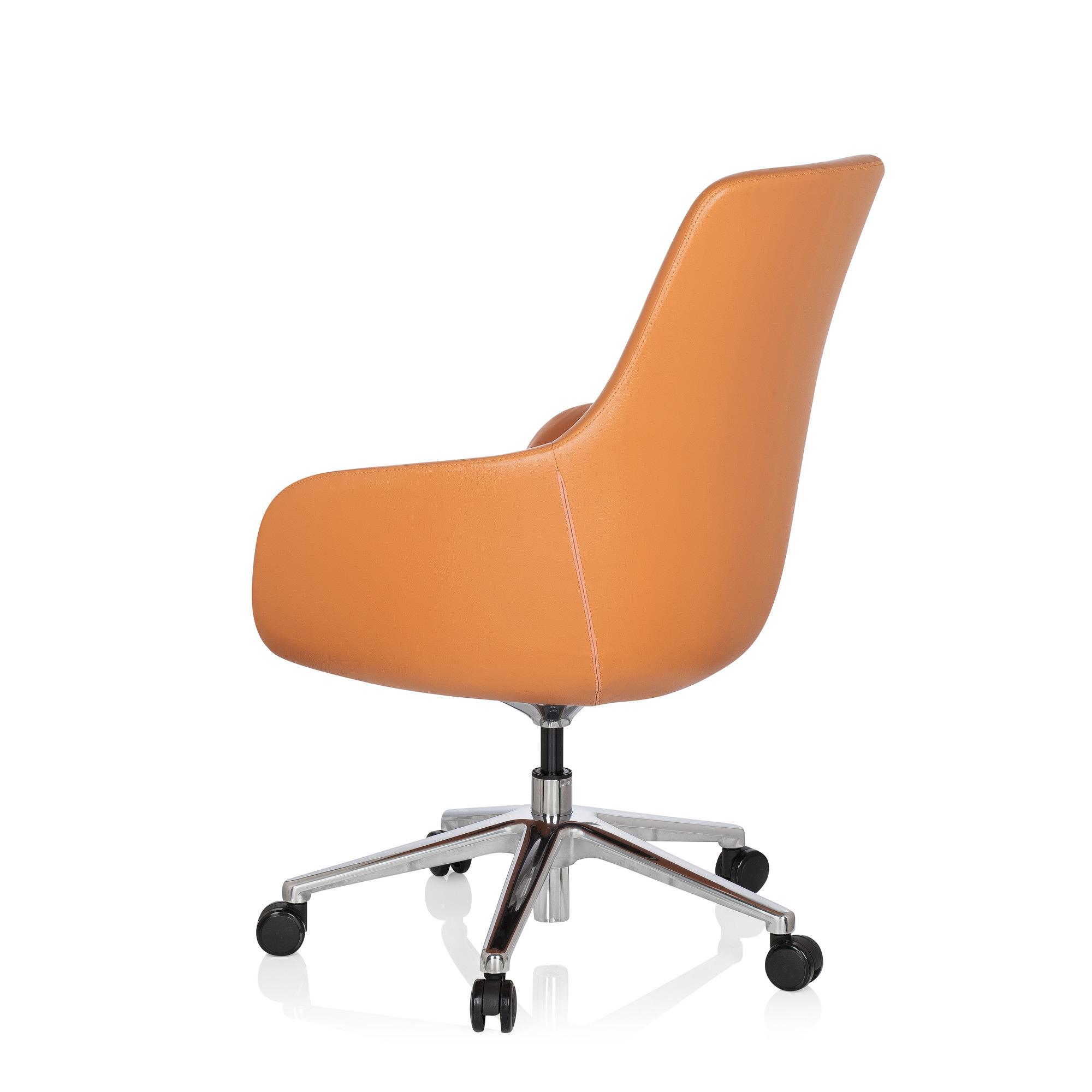 BARENO Office chair with casters Leather Orange 7