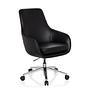 BARENO Office chair with castors Leather Black 1