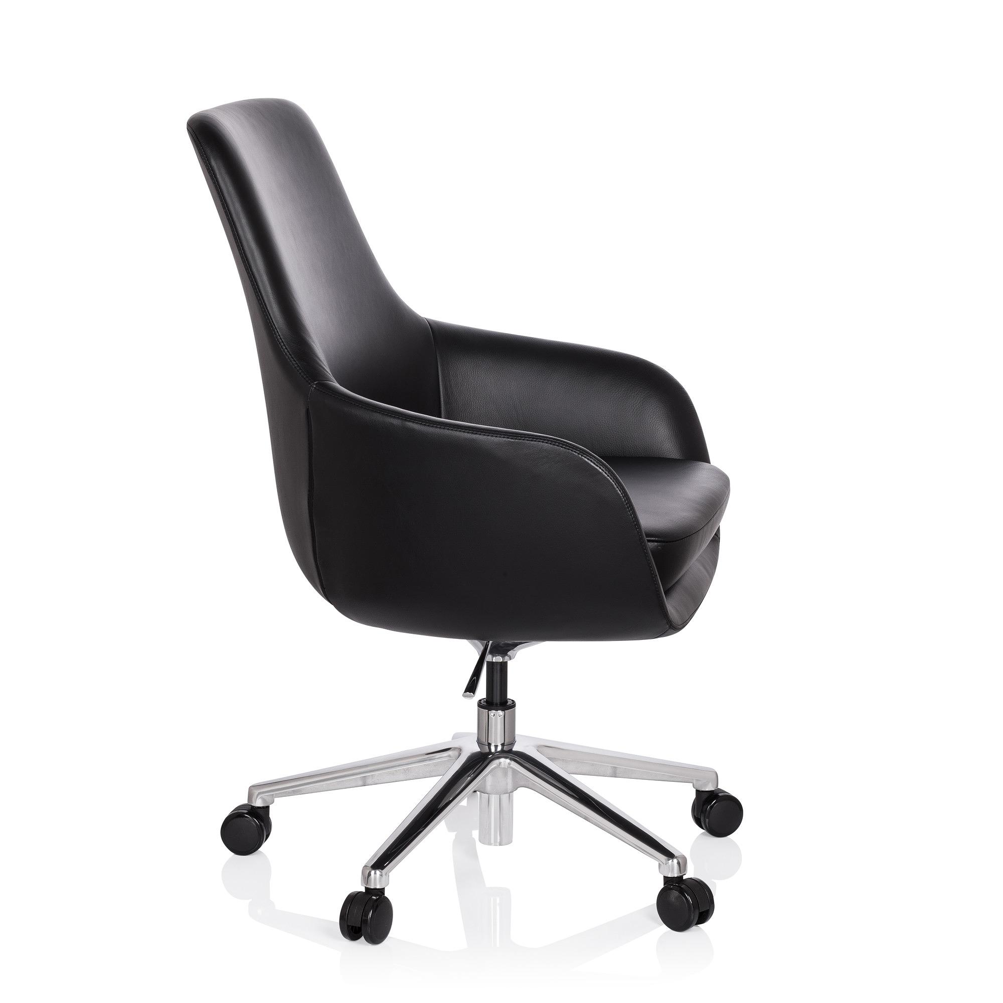 BARENO Office chair with castors Leather Black 2