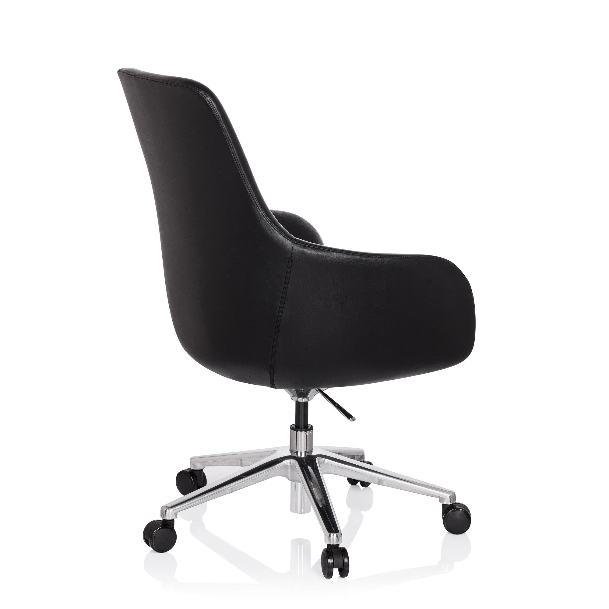 BARENO Office chair with castors Leather Black 3