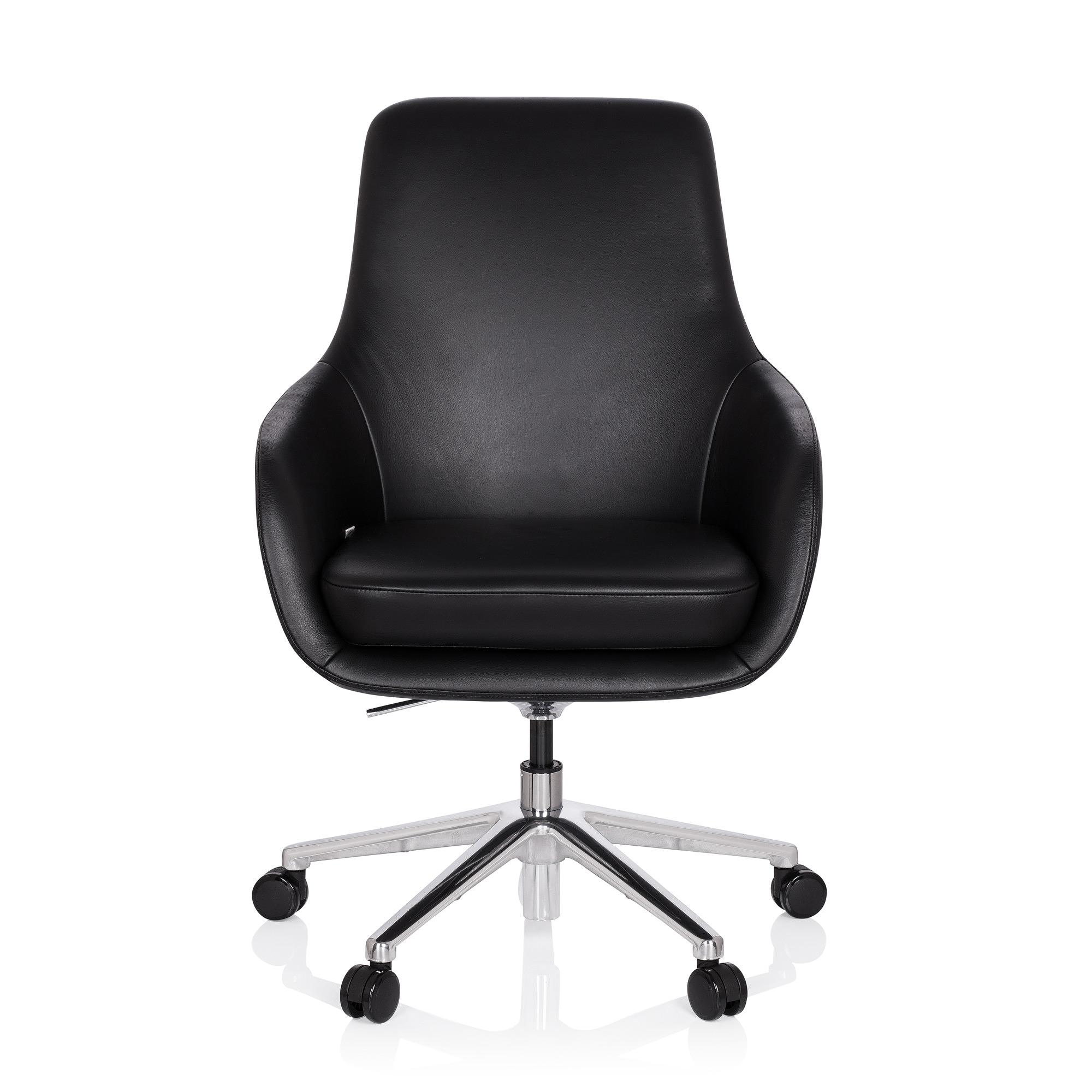 BARENO Office chair with castors Leather Black 0