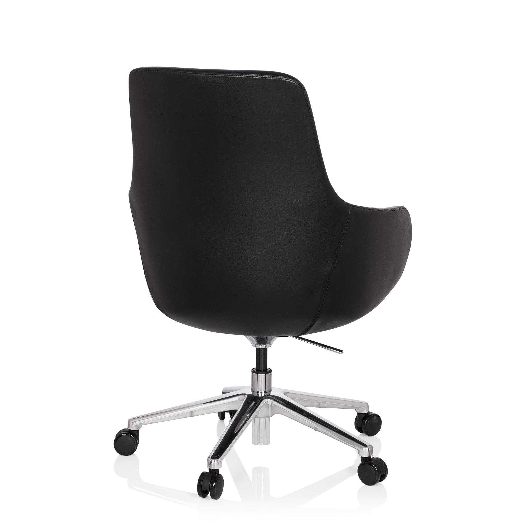 BARENO Office chair with castors Leather Black 5