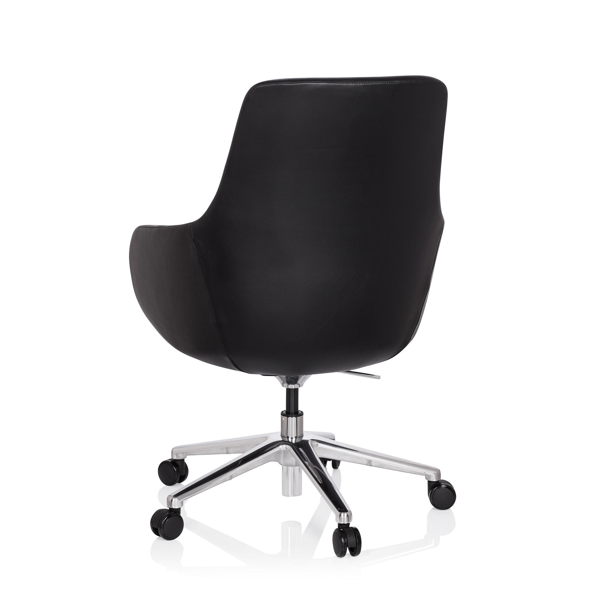 BARENO Office chair with castors Leather Black 6