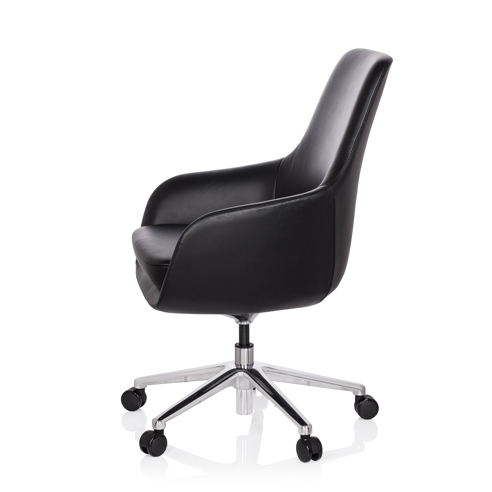 BARENO Office chair with castors Leather Black 8