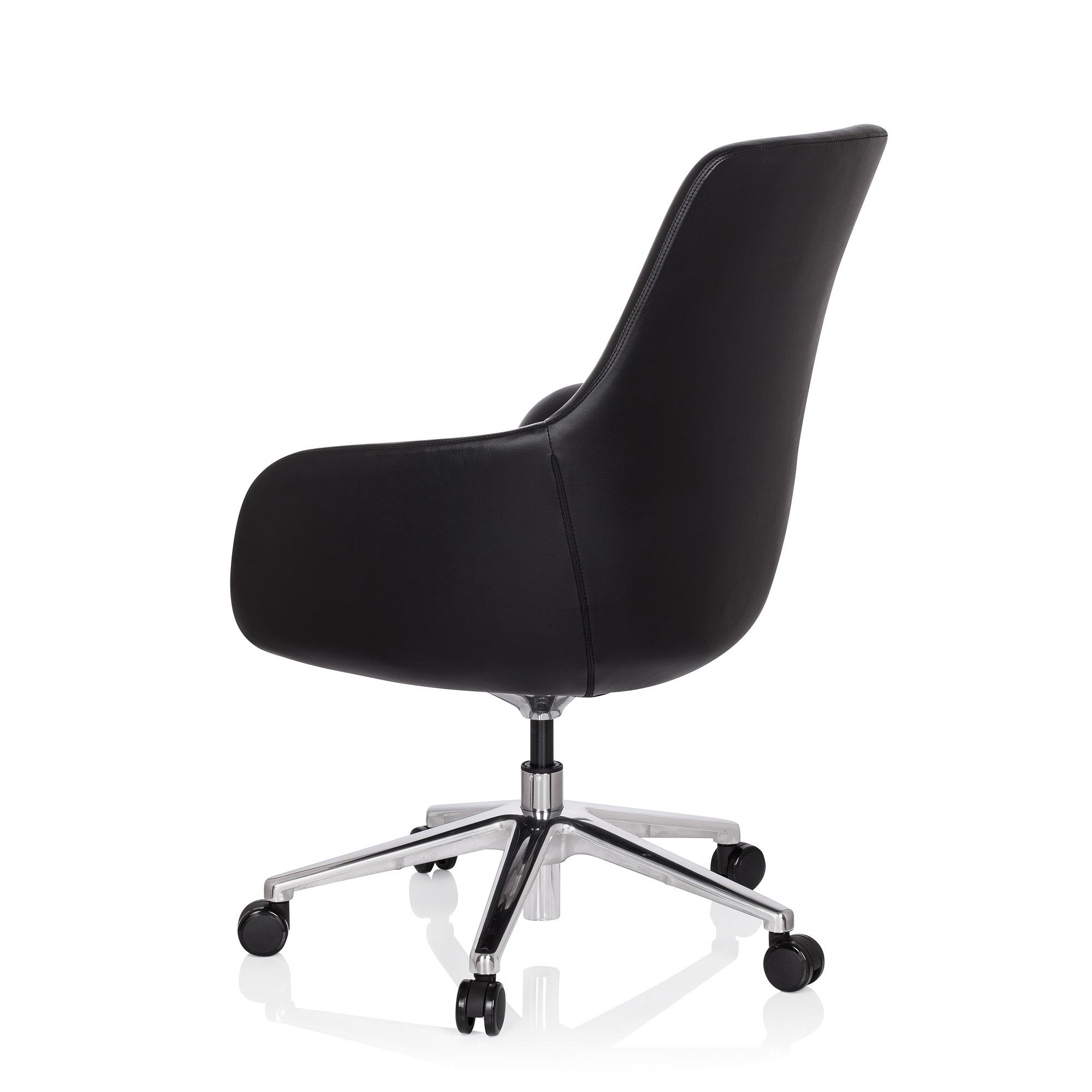 BARENO Office chair with castors Leather Black 7