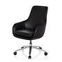 BARENO Office chair with castors Leather Black 9
