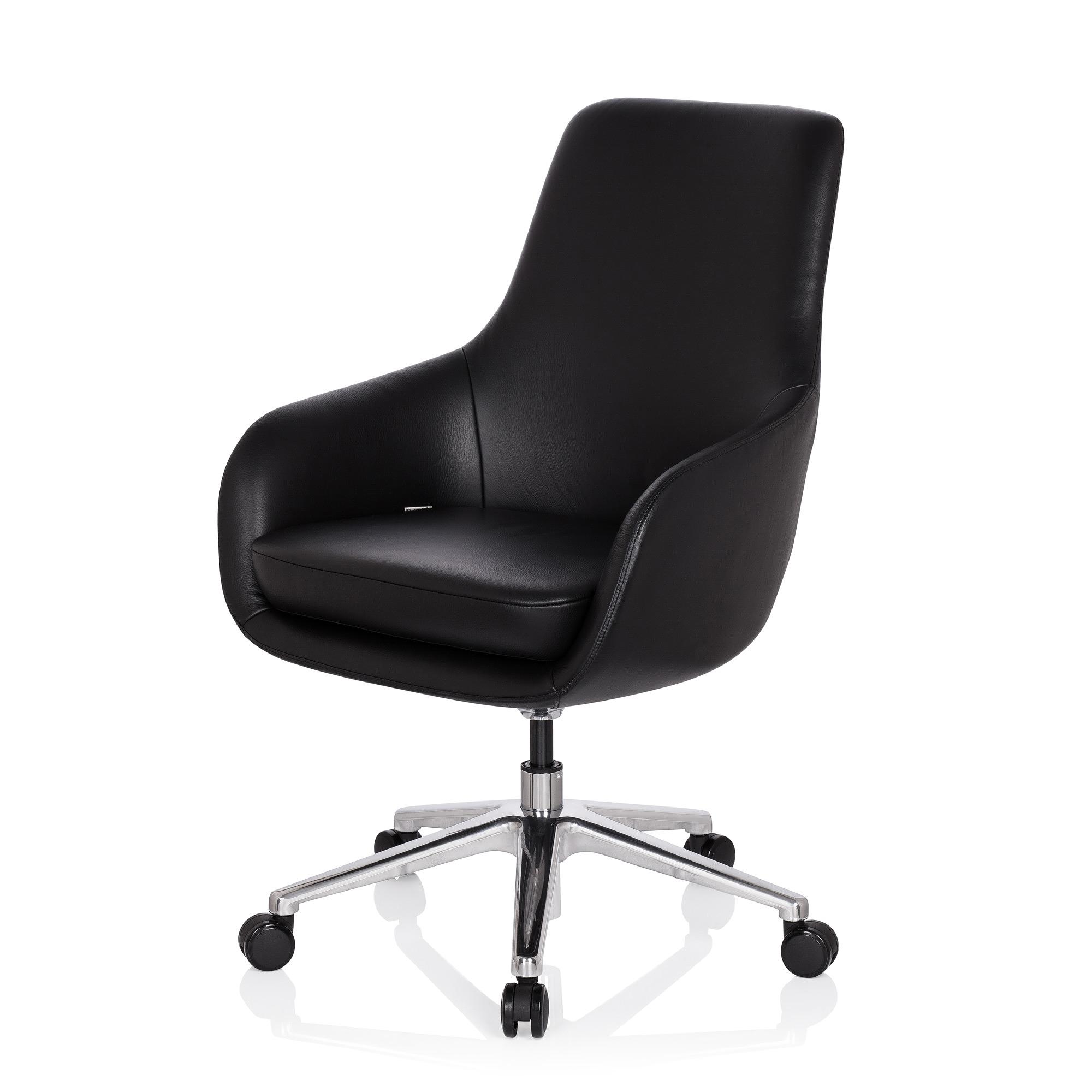 BARENO Office chair with castors Leather Black 9