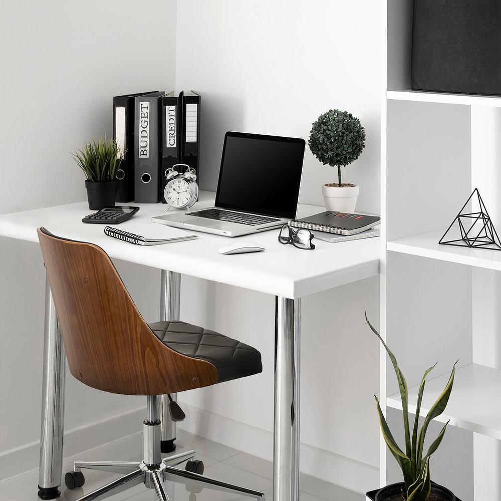 CENCA Office Chair Swivel with Casters Faux Leather Black 5