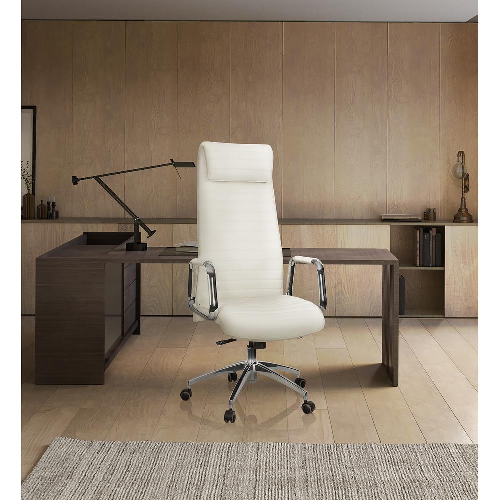 ASPERA 20 Office chair with casters Nappa leather White 3
