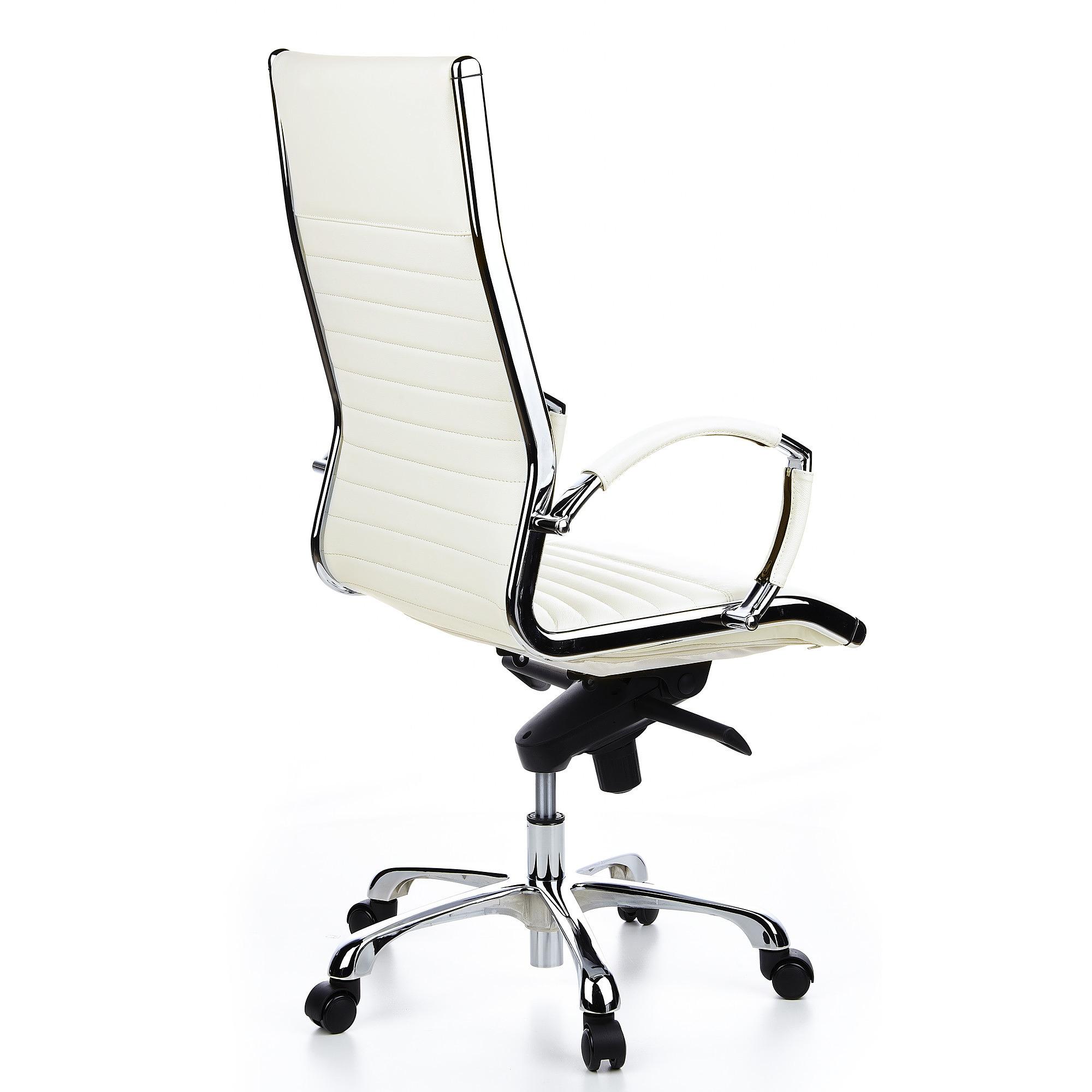 PARMA 20 Swivel office chair with casters, Leather, White 7