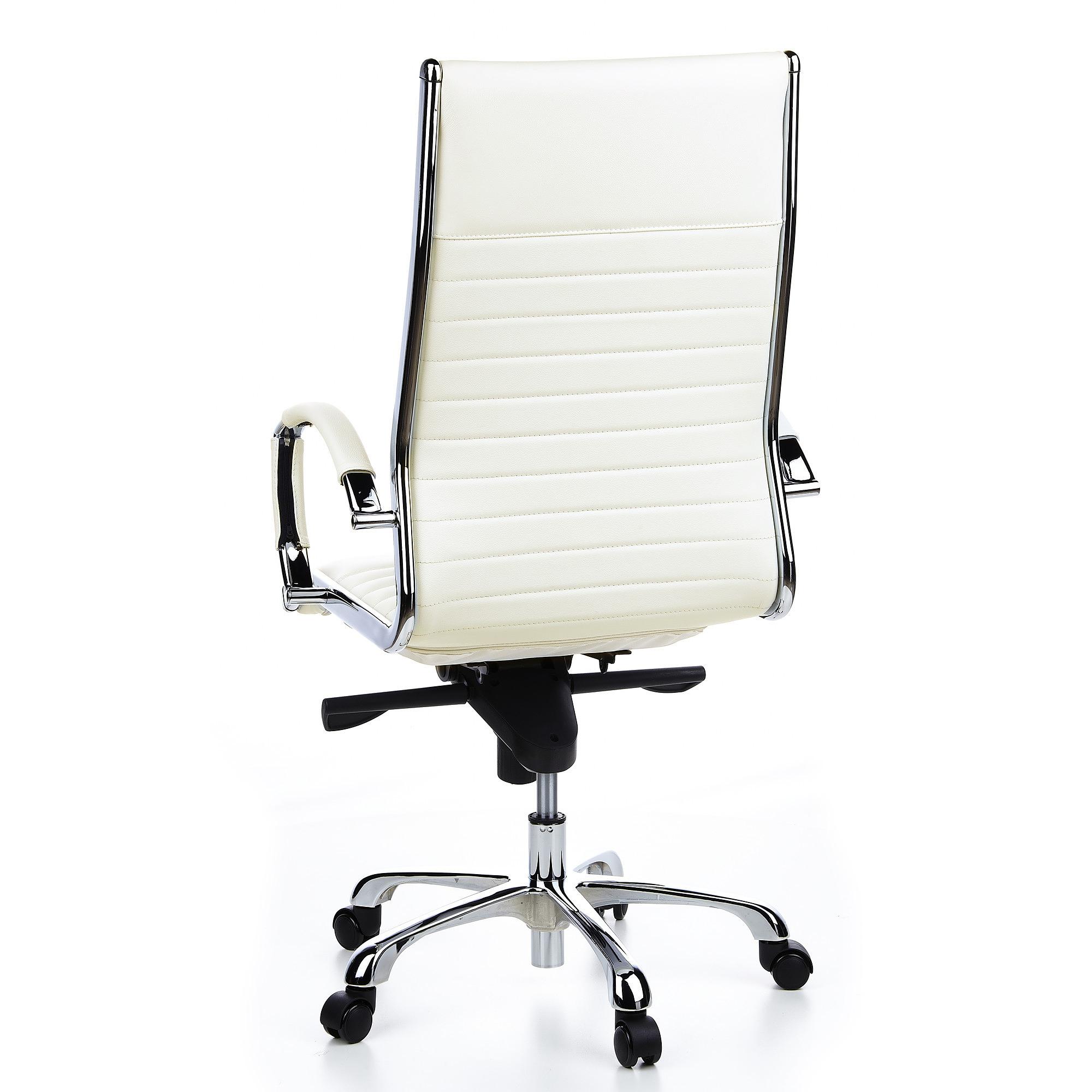 PARMA 20 Swivel office chair with casters, Leather, White 9