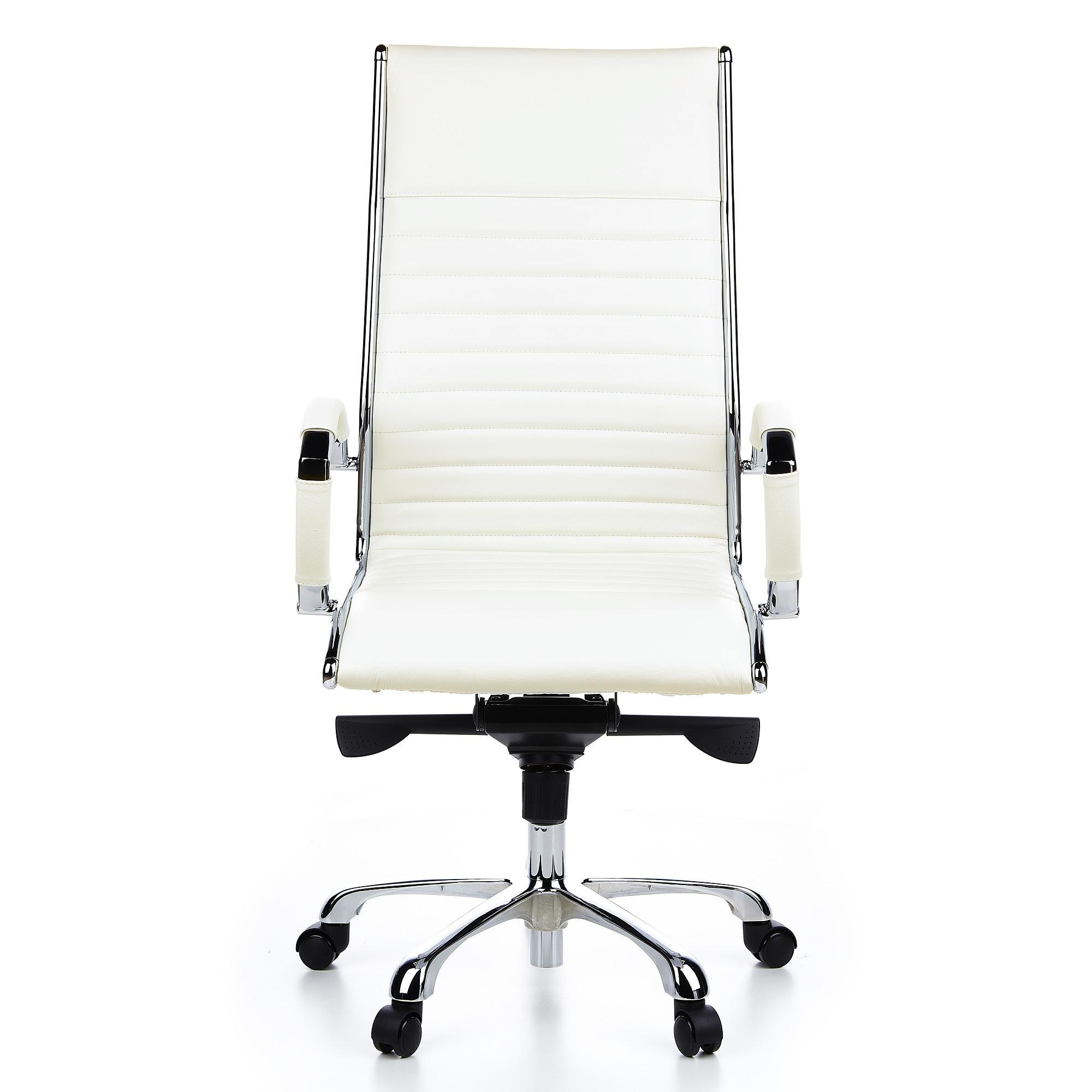 PARMA 20 Swivel office chair with casters, Leather, White 0