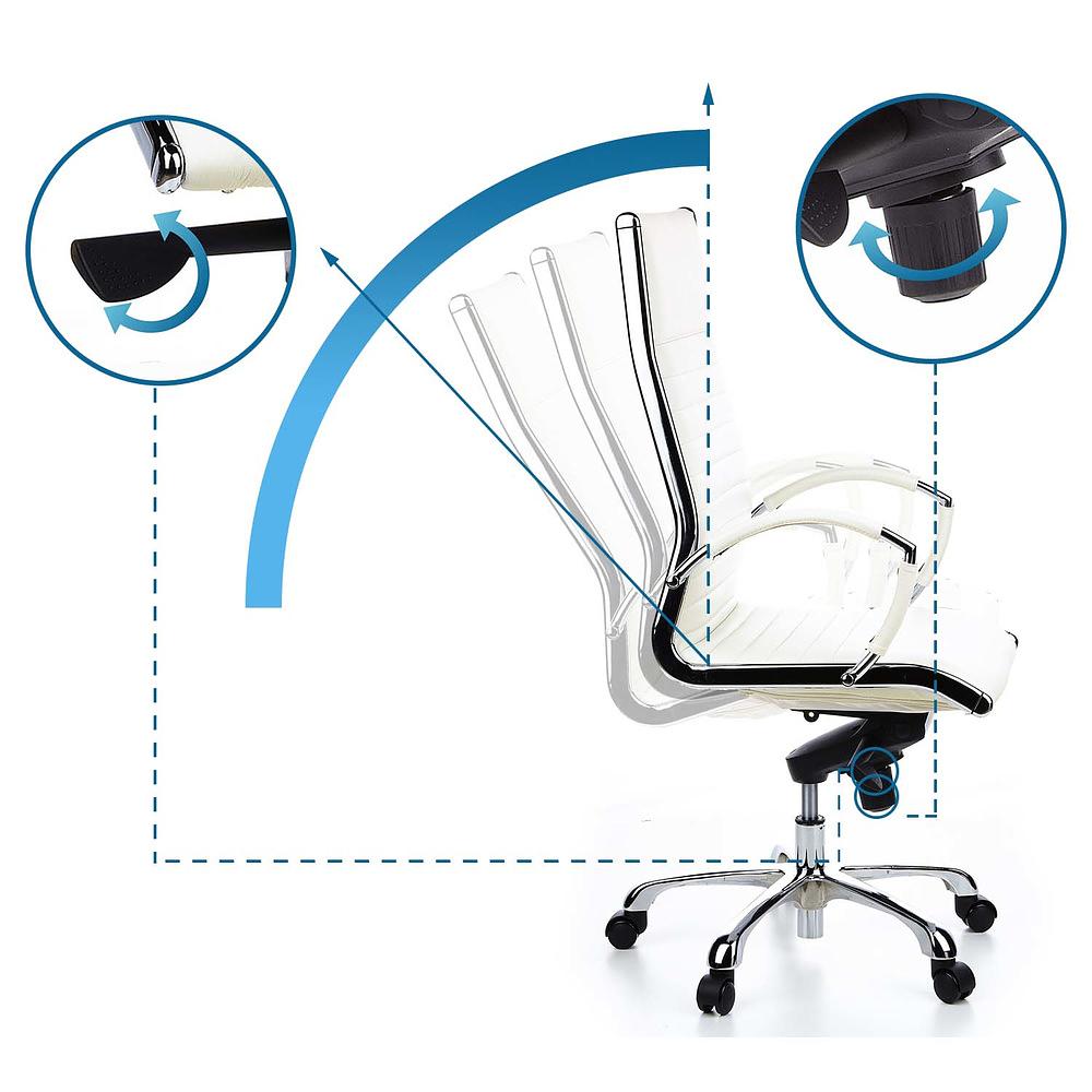 PARMA 20 Swivel office chair with casters, Leather, White 1