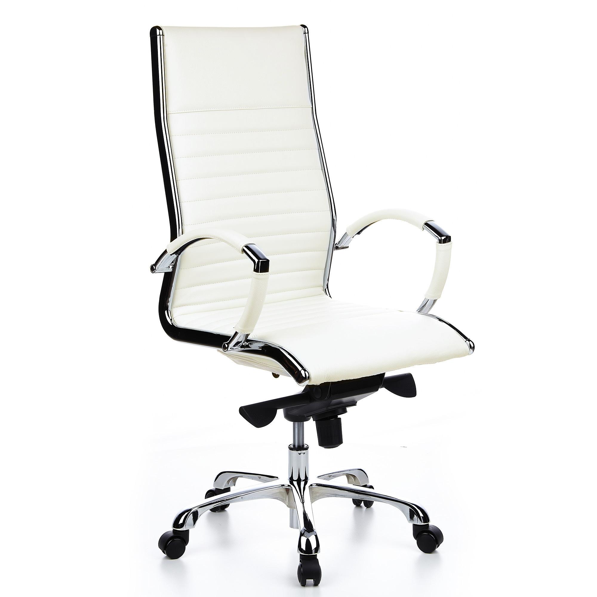 PARMA 20 Swivel office chair with casters, Leather, White 5