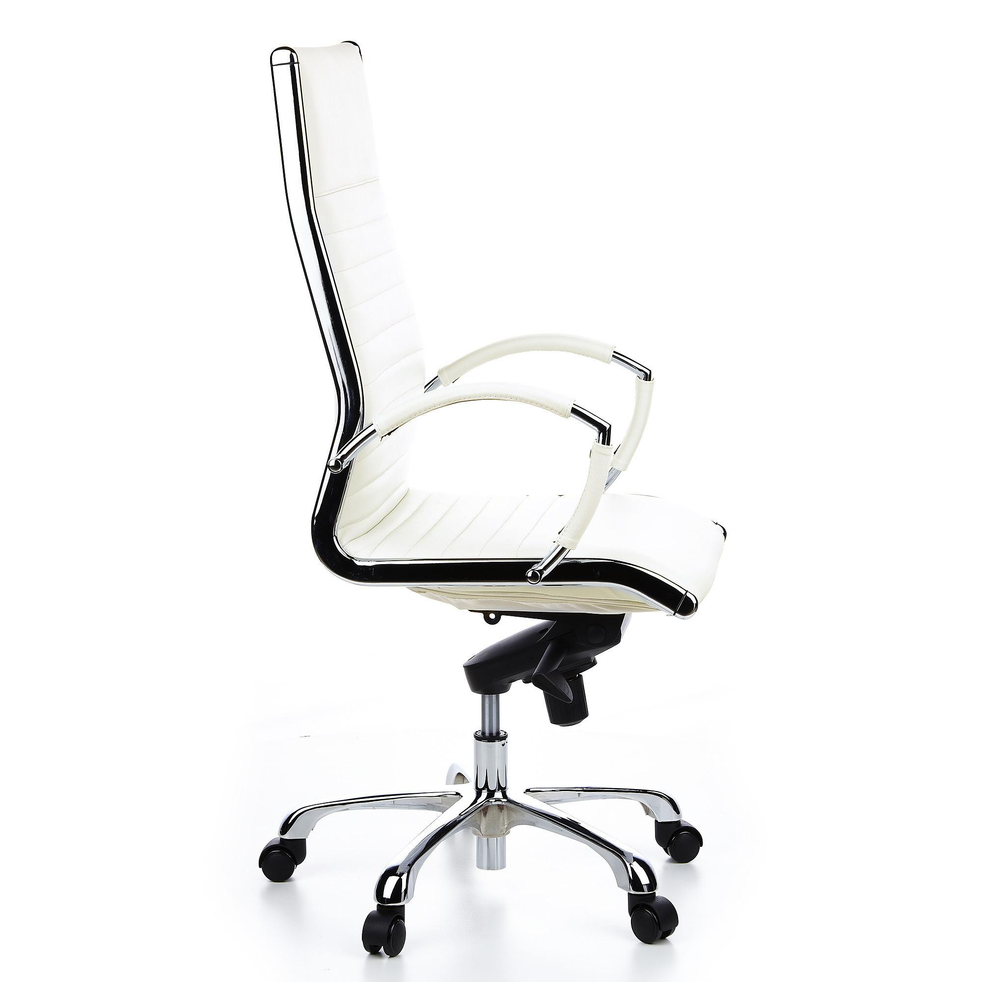 PARMA 20 Swivel office chair with casters, Leather, White 6
