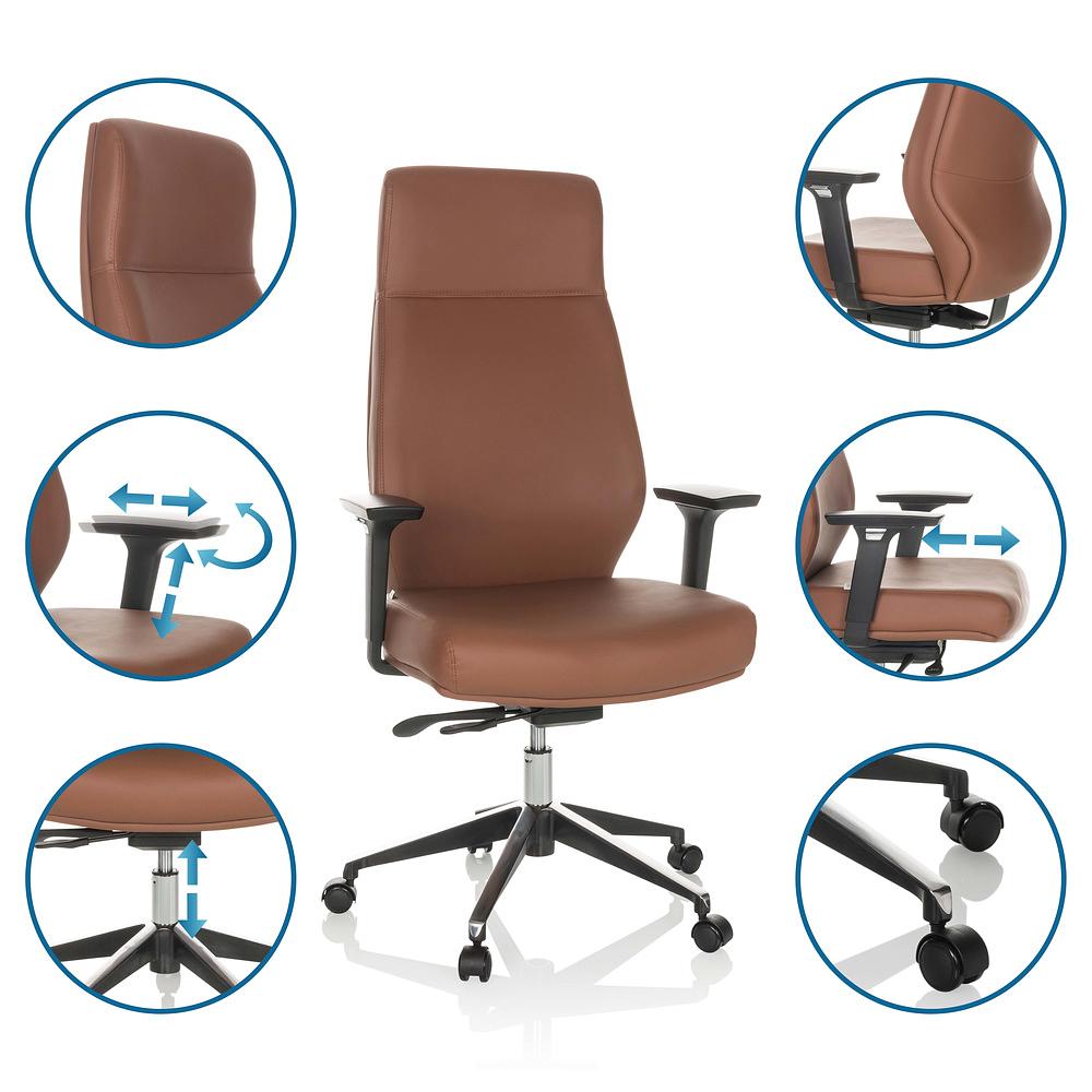 VITORO ECO Office Chair Swivel with Casters Faux Leather Brown 2