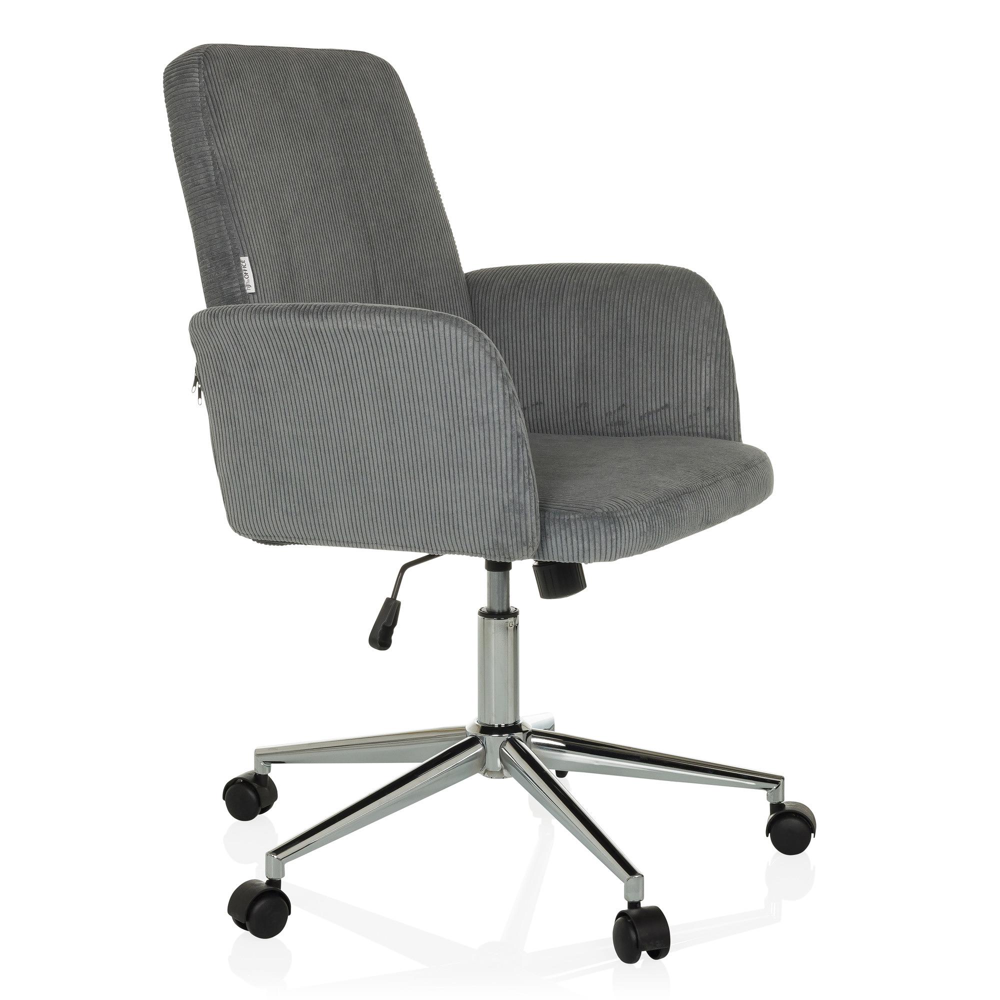 SOLAO CORD Bürostuhl Drehbar mit Rollen Cord-Optik Grau 2