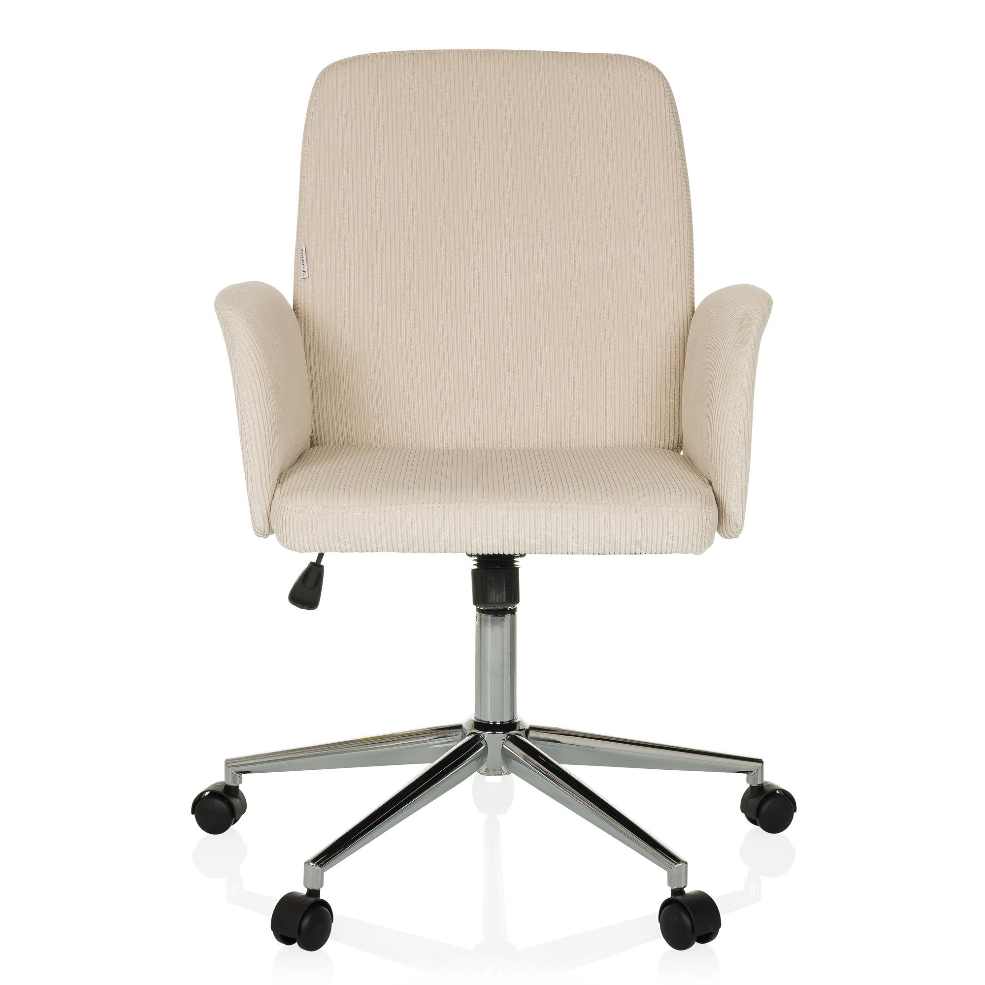 SOLAO CORD Sedia da ufficio Girevole con rotelle effetto velluto a coste Beige 0