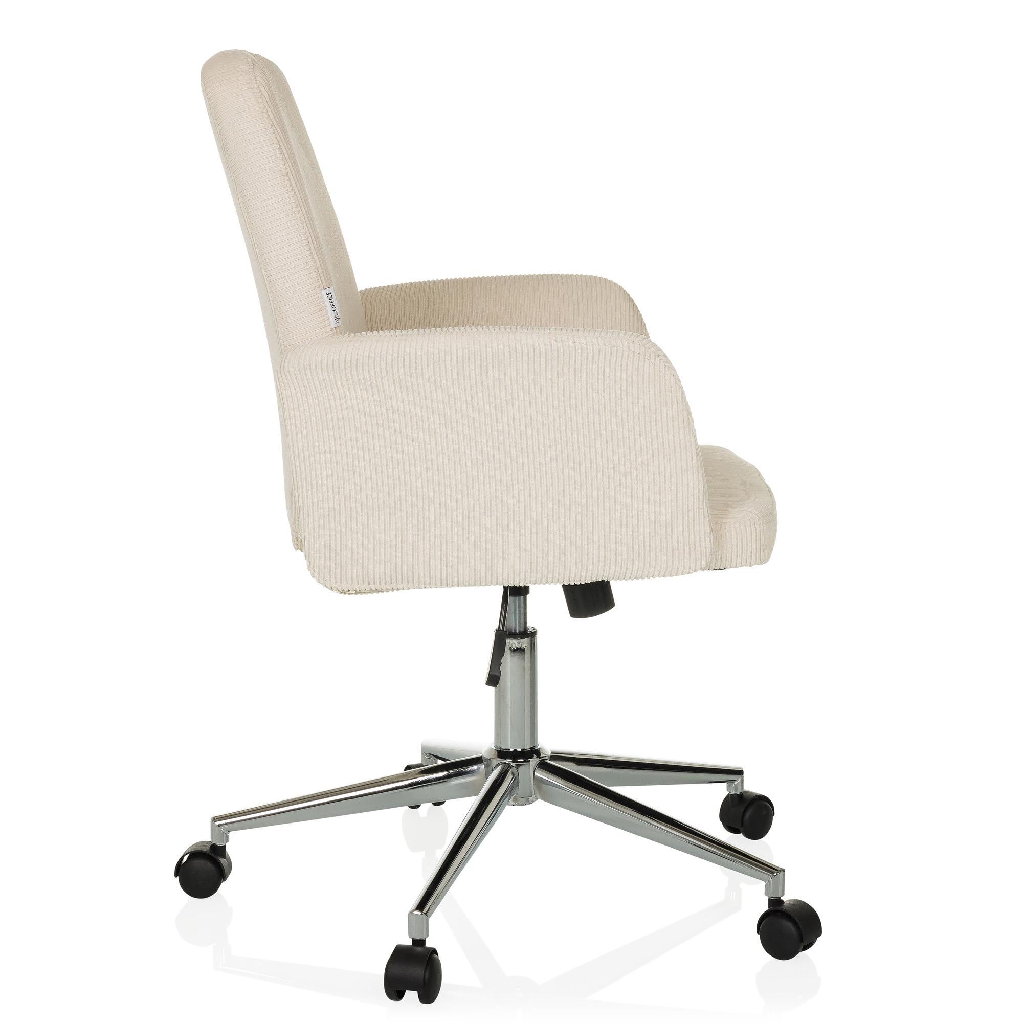 SOLAO CORD Bürostuhl Drehbar mit Rollen Cord-Optik Beige 3