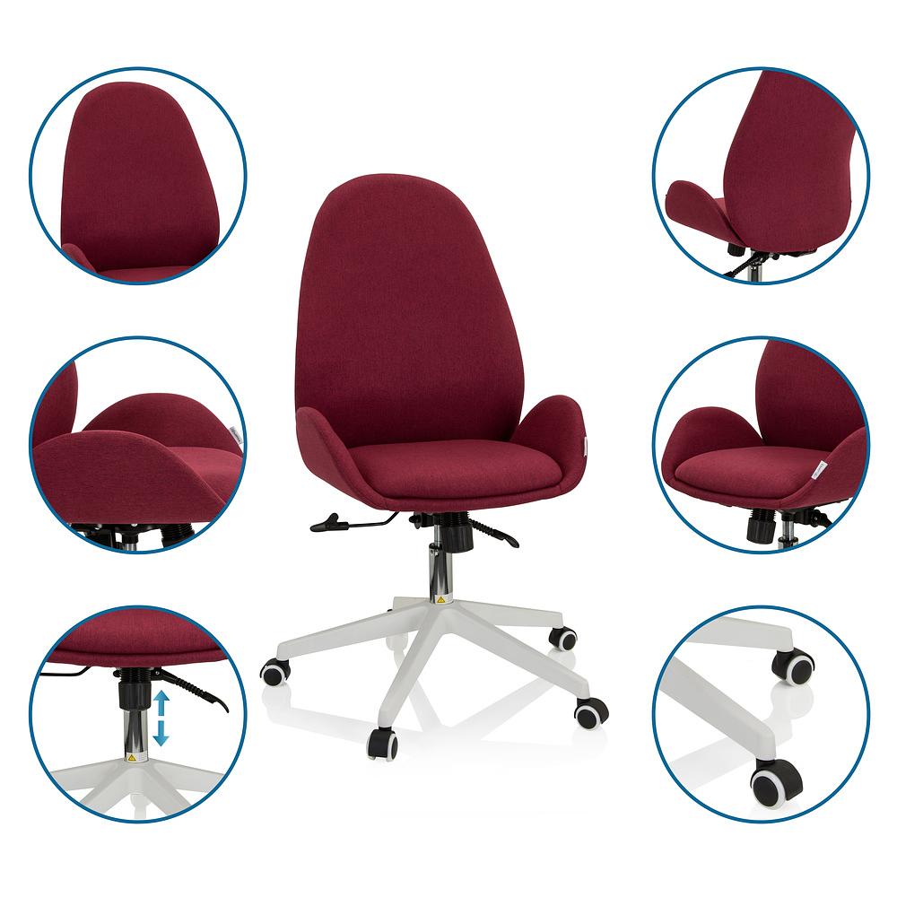AVEA I Swivel office chair with casters Fabric Bordeaux 2