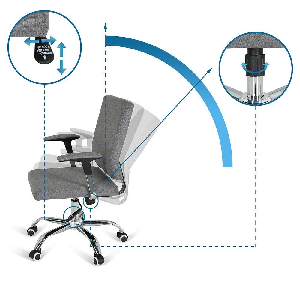 CHARLES I Office Chair Swivel with Casters Fabric Dark Grey 2
