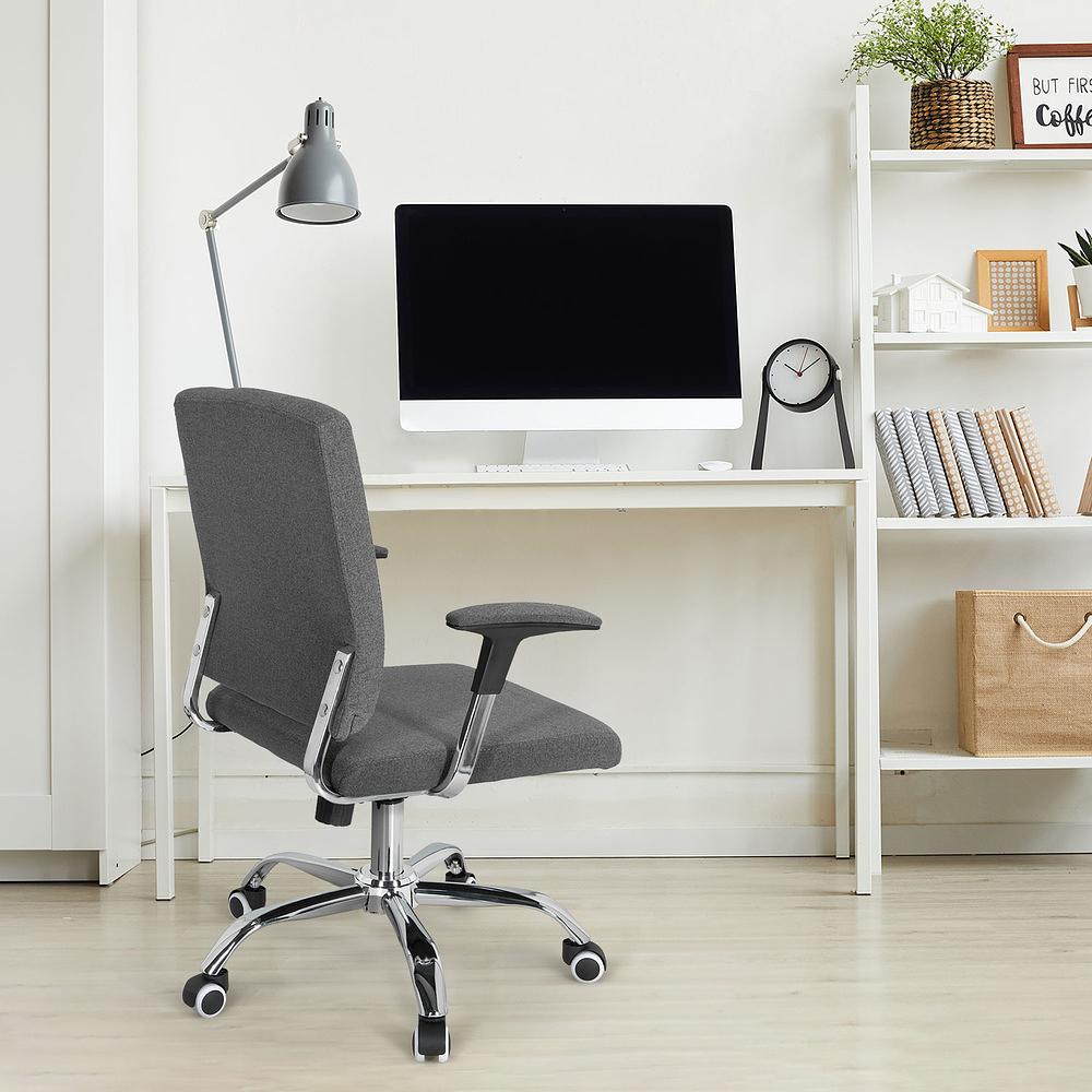 CHARLES I Office Chair Swivel with Casters Fabric Dark Grey 6