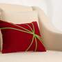 Embroidered cotton cushion with feather filling Red 2