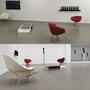 Platner Lounge Chair aus Stahl Bezug Rot 1