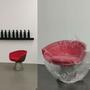 Platner Lounge Chair aus Stahl Bezug Rot 2