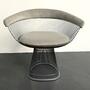Platner Arm Chair aus Stahl in Silberoptik und Grauem Samt 0