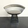 Platner Arm Chair aus Stahl in Silberoptik und Grauem Samt 1