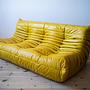 Togo Sofa 3-Seater Pull-Up Leather Yellow 3