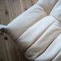 Togo Armchair and Ottoman Faux Leather Light Beige 6