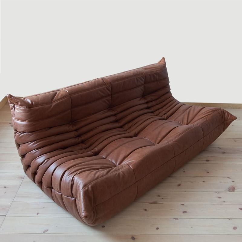 Togo Sofa 3-seater Pull-Up-Leather Kentucky Brown 5