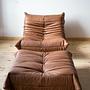 Togo armchair and ottoman set Smooth leather Folk Brown 0