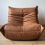 Togo armchair and ottoman set Smooth leather Folk Brown 1