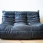 Togo Sofa 2-Sitzer Pull-Up-Leder Schwarz 4
