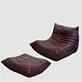 Togo Armchair and Ottoman Set Pull-Up Leather Chocolate Brown 0